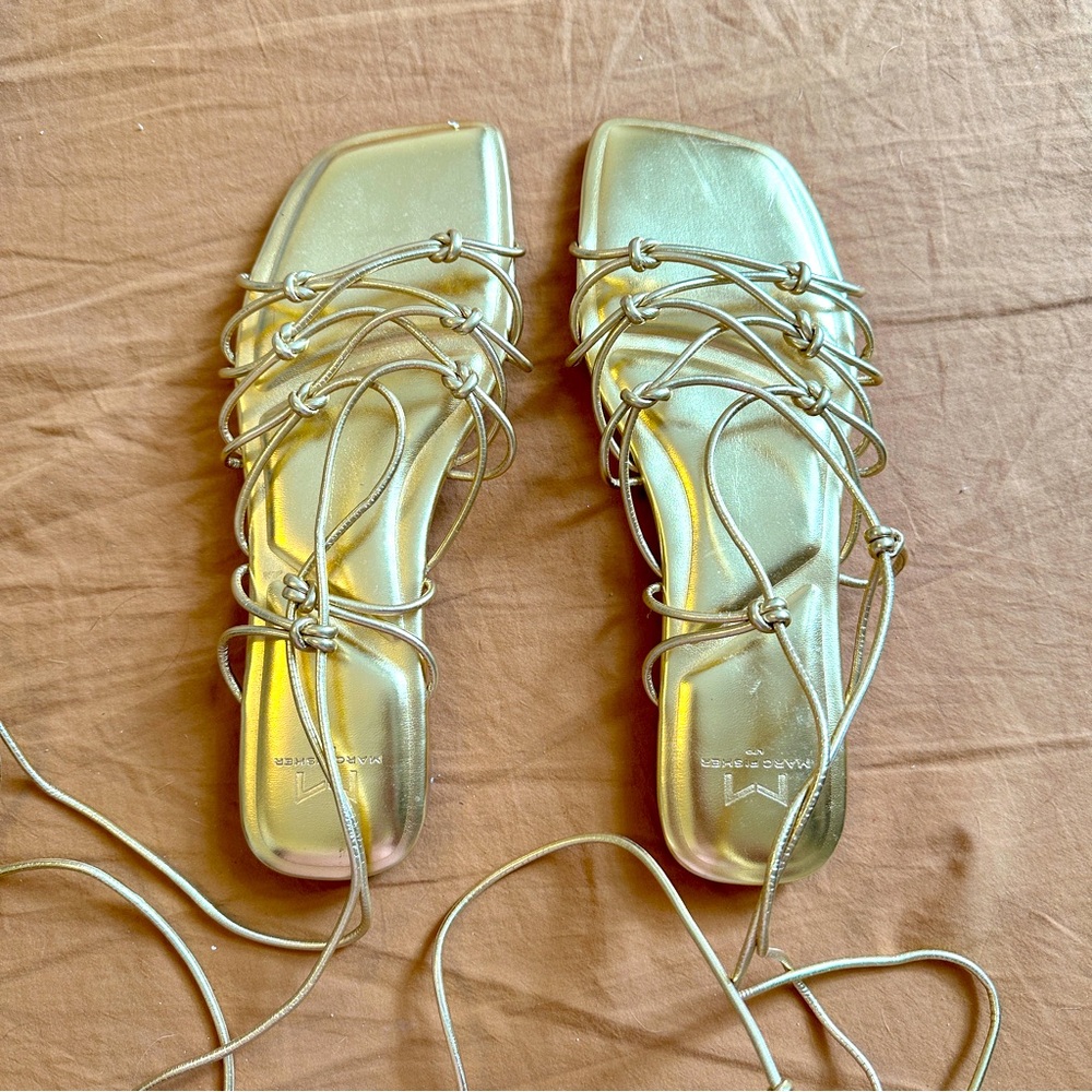 Marc Fisher Gold Gladiator Flats